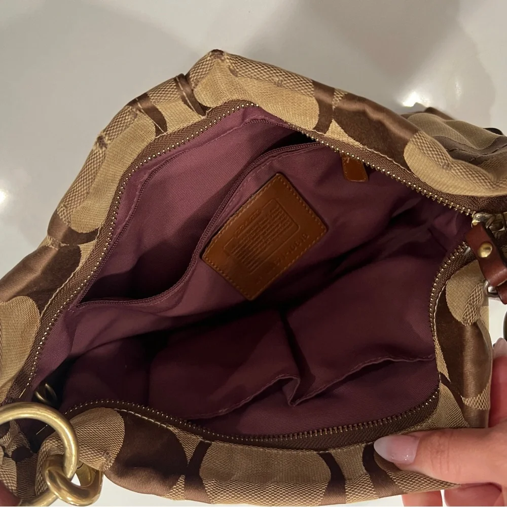 Coach Monogram W Brown Leather Accent Vintage - Picture 3 of 11